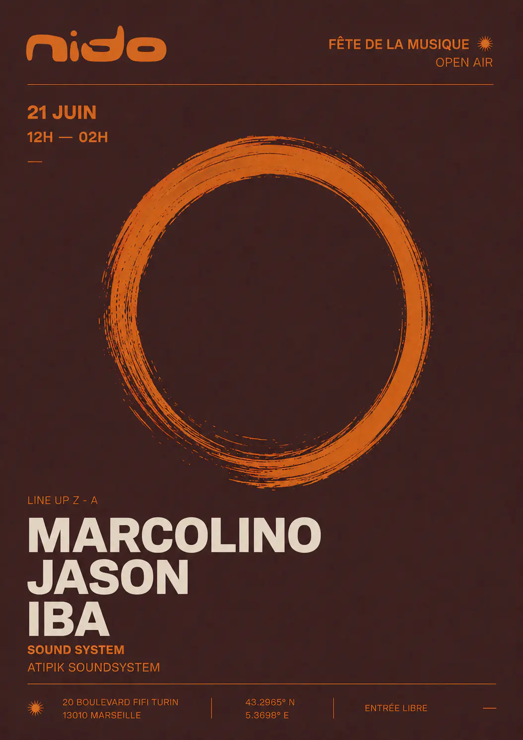 Open Air - nido fête la musique - Marcolino, Iba, Jason