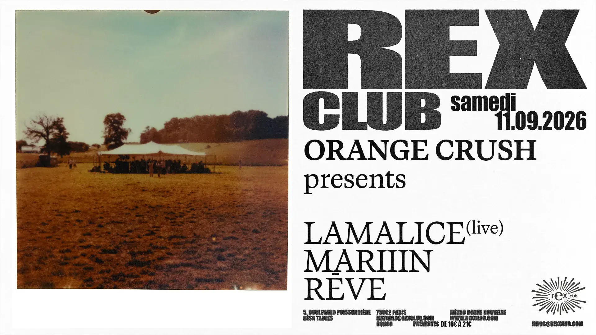 Orange Crush presents: LAMALICE (Live), Mariiin, Rēve