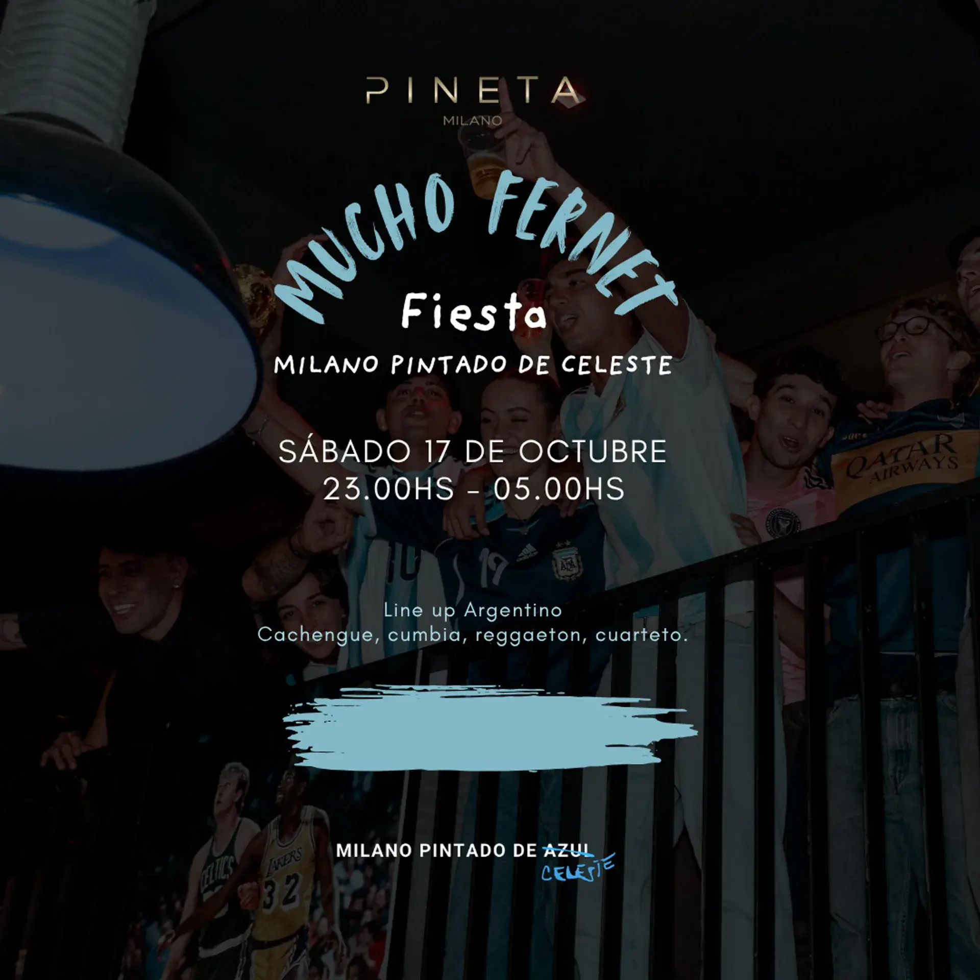 Milano pintado de celeste x Mucho Fernet im Pineta Milano