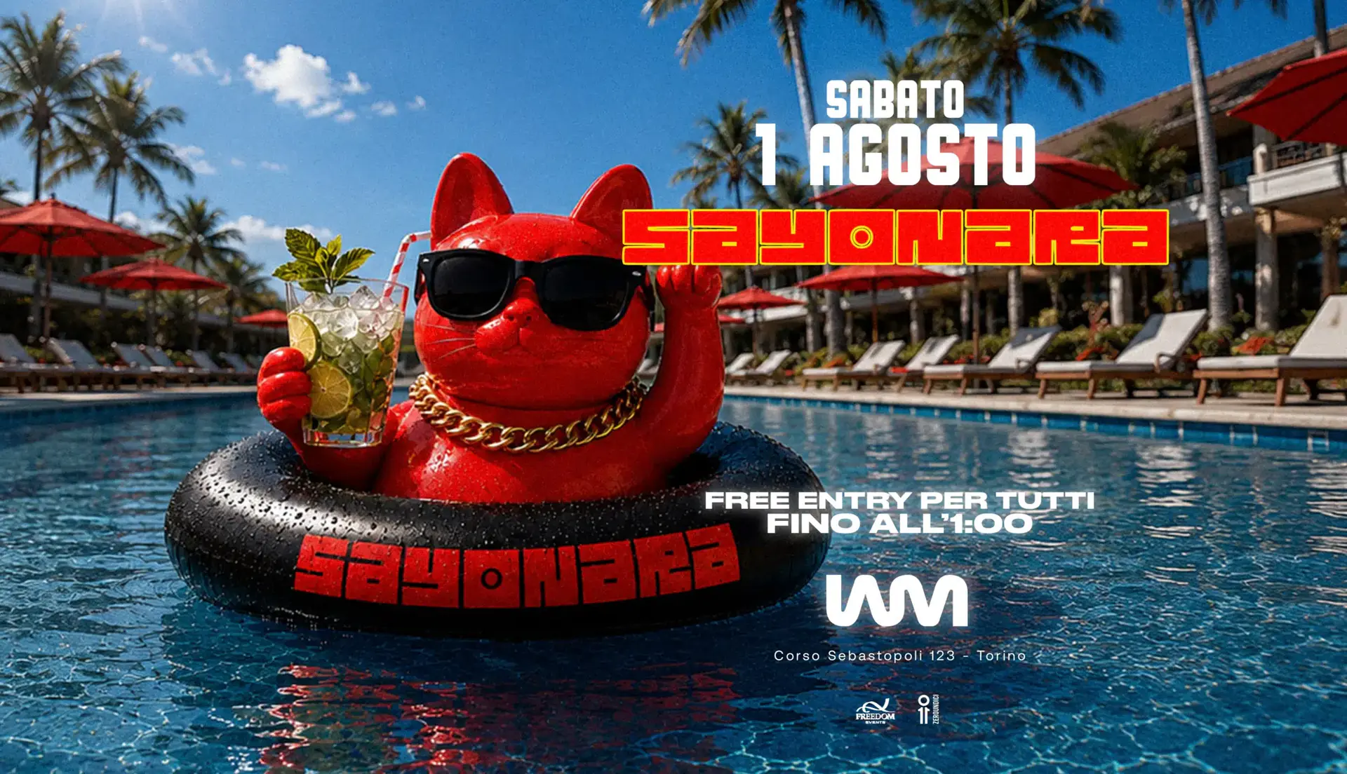 1 AGOSTO - SAYONARA FREE ENTRY FINO ALL'1:00