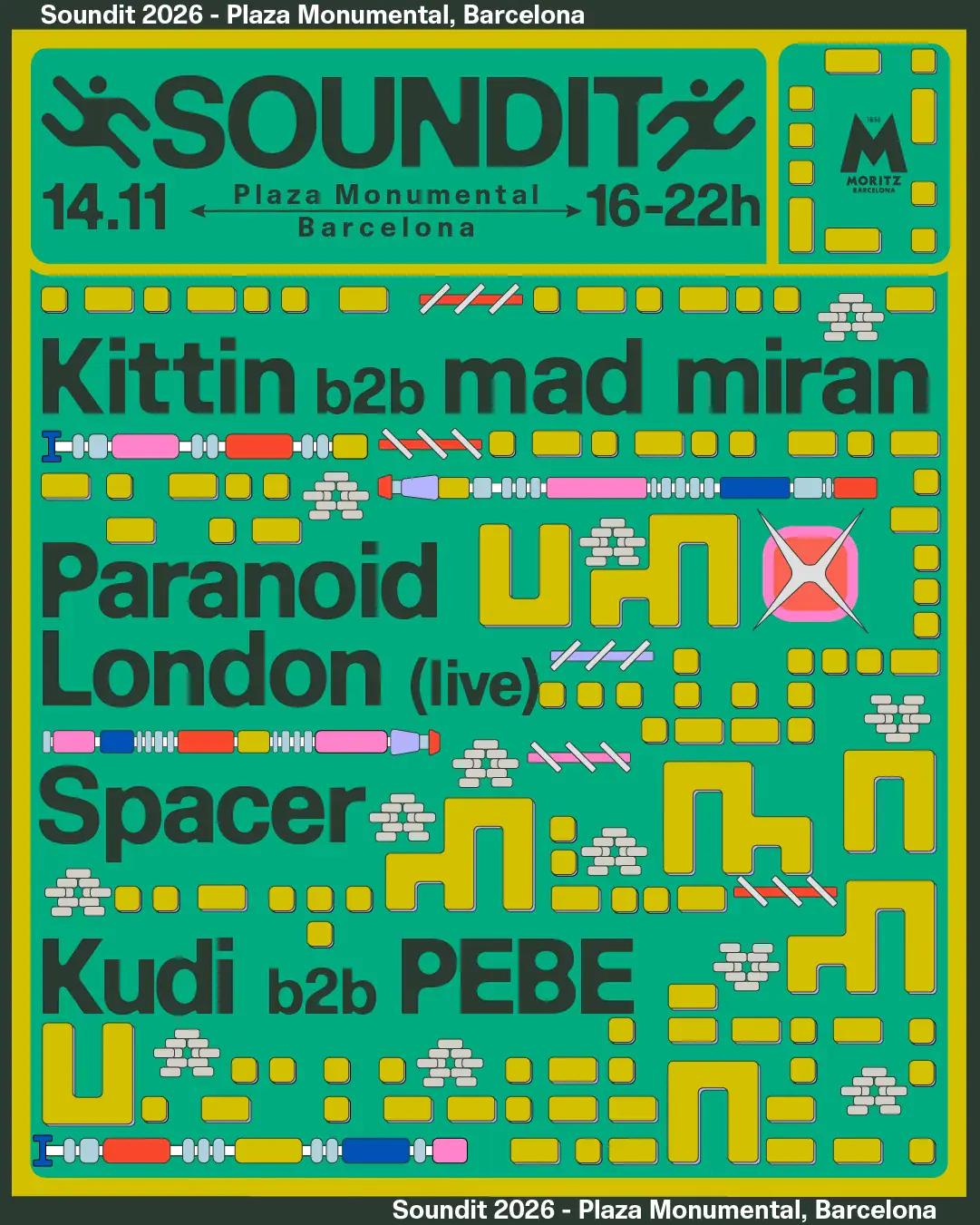 SOUNDIT Plaza: Kittin b2b mad miran, Paranoid London live, Spacer, Kudi b2b PEBE