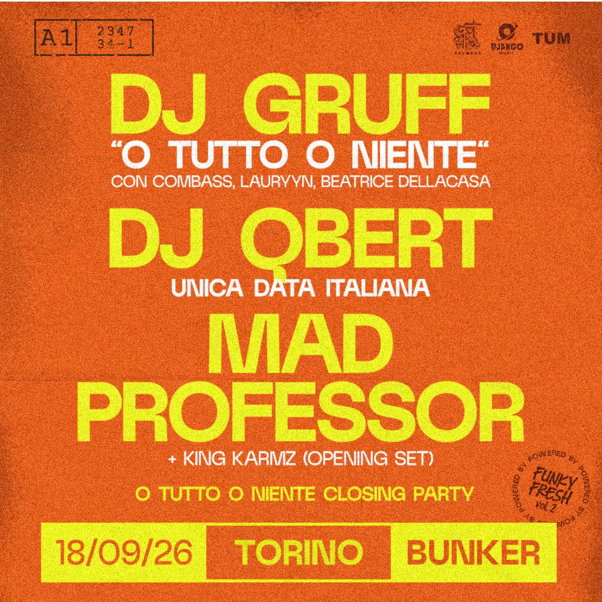 Fiesta de clausura de la gira All or Nothing de DJ Gruff con Mad Professor