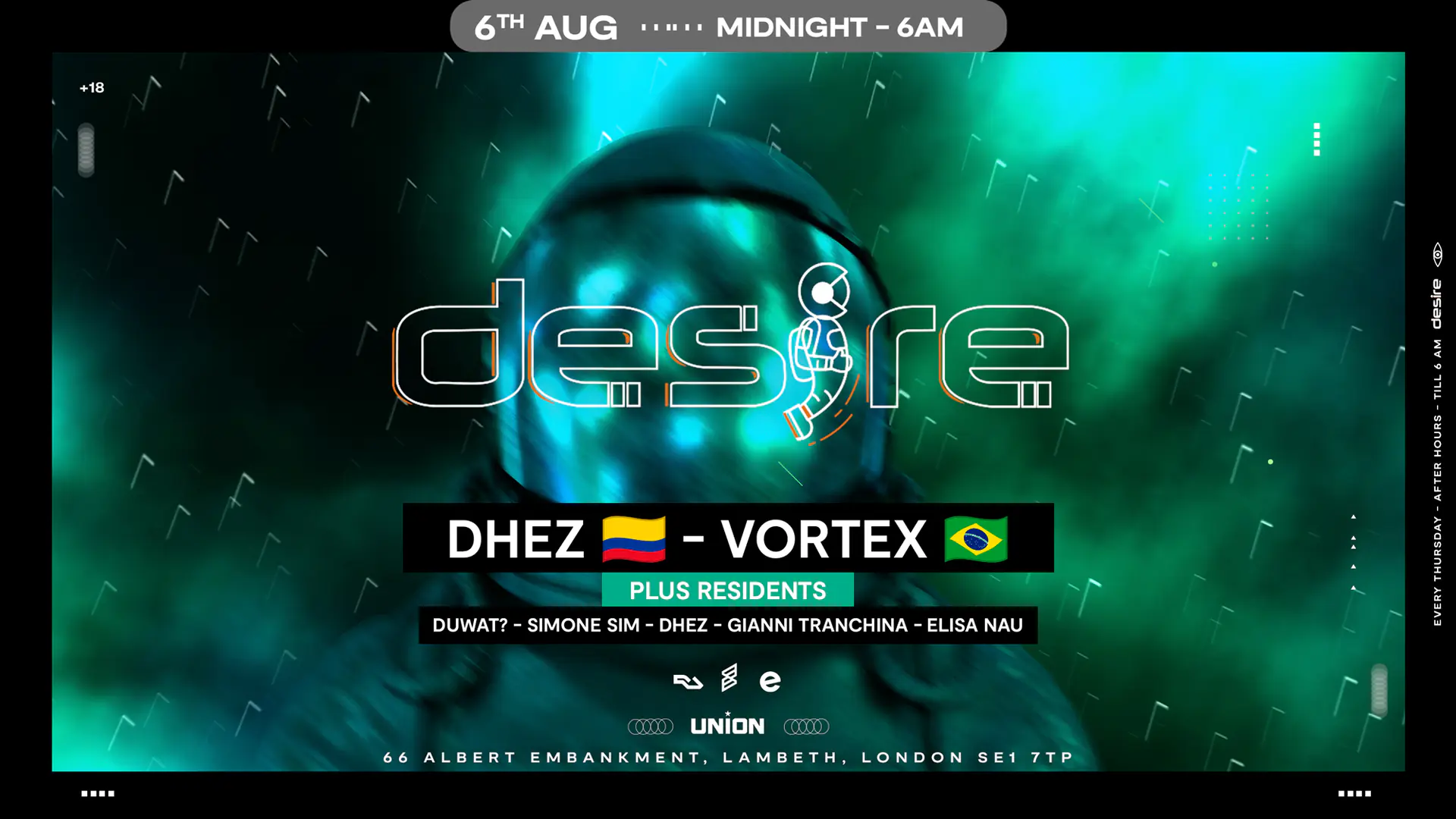 DESIRE - Weekly Thursday After Party - Dhez and VORTEX