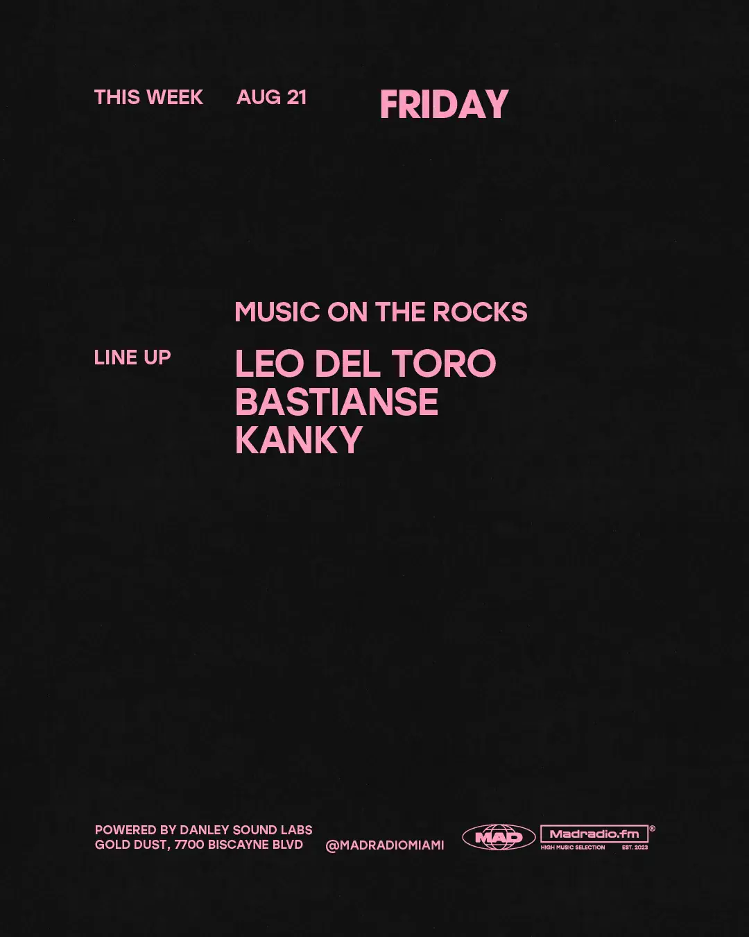 MUSIC ON THE ROCKS: Leo Del Toro / BASTIANSE / KANKY