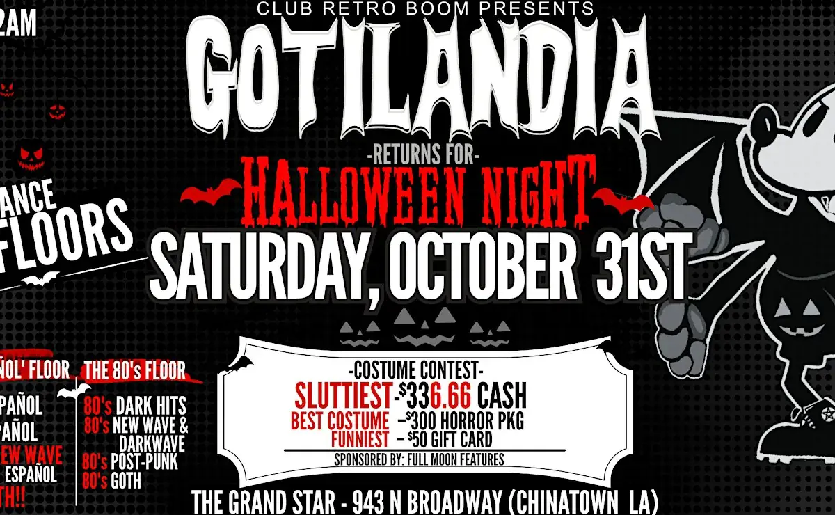 GOTILANDIA Returns for Halloween Night: A Rock En Español & Dark 80's Party