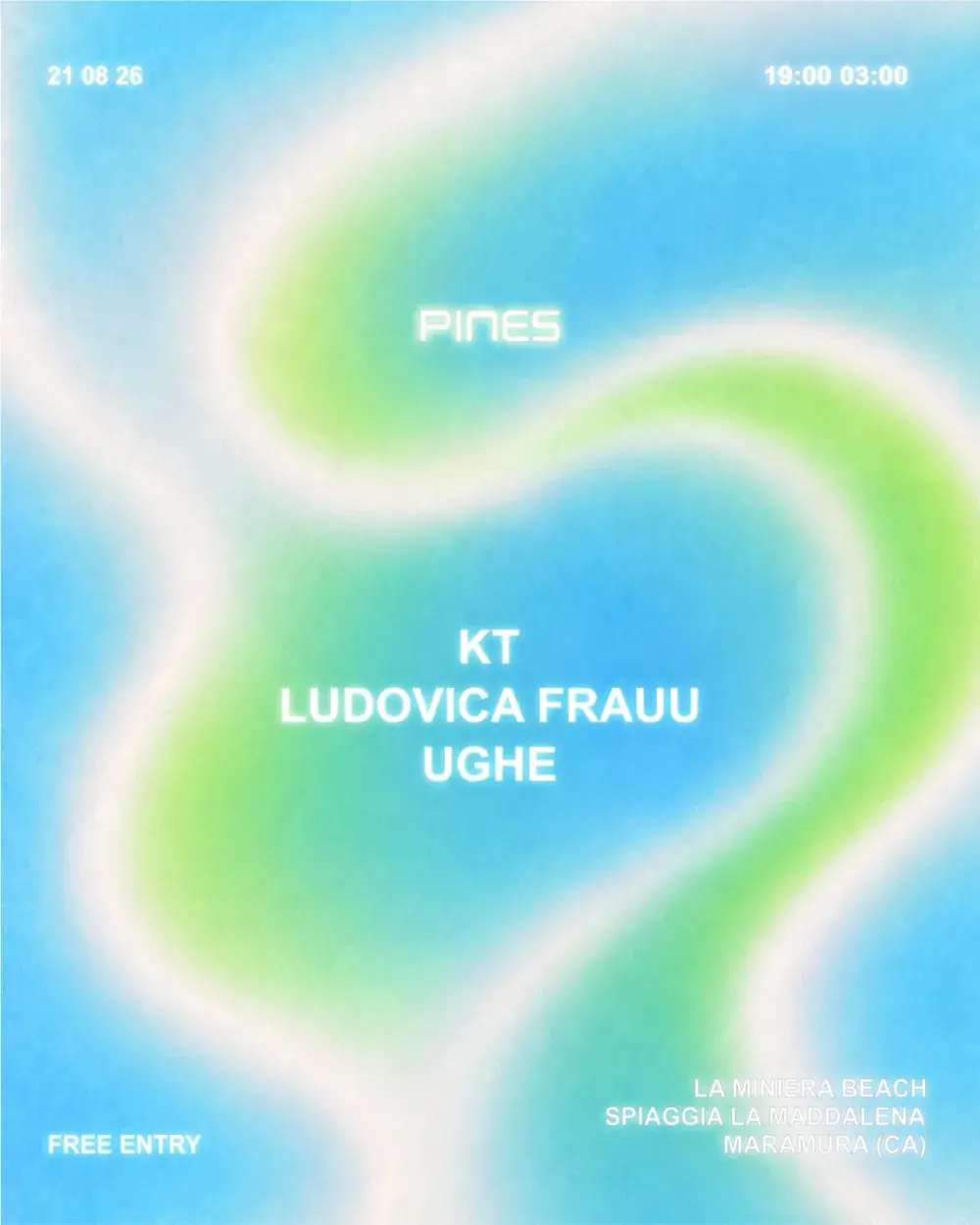 PINES open-air beach party (free entry) with KT, Ludovica Frauu & Ughe