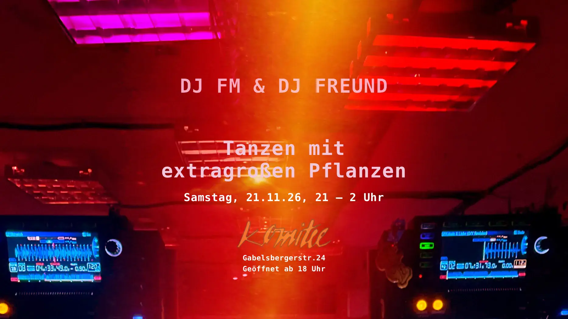 Tanzen mit extragroßen Pflanzen: DJ FM & DJ FREUND im Komitee