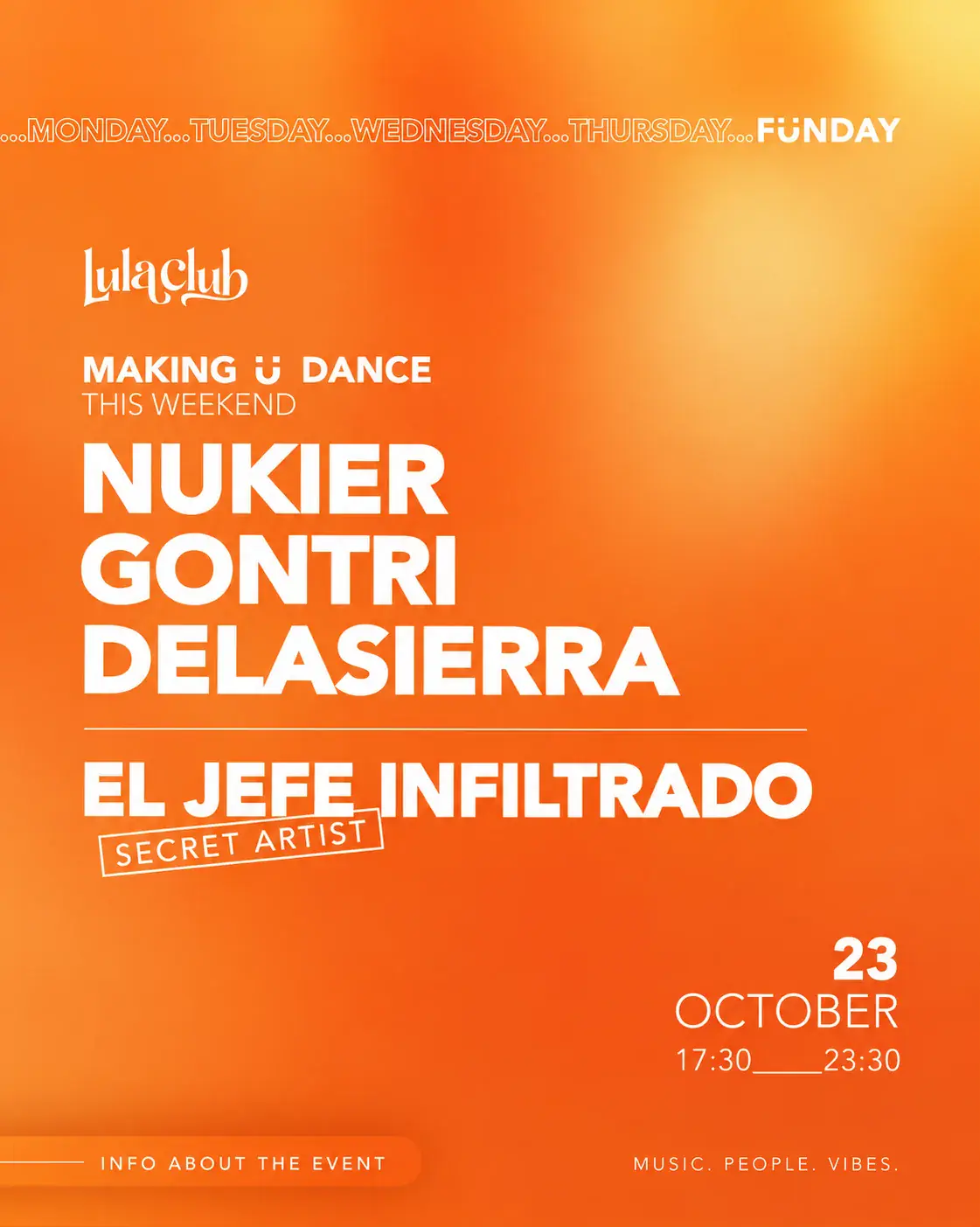 FÜNDAY: Daytime Clubbing en Lula w / Secret Guest
