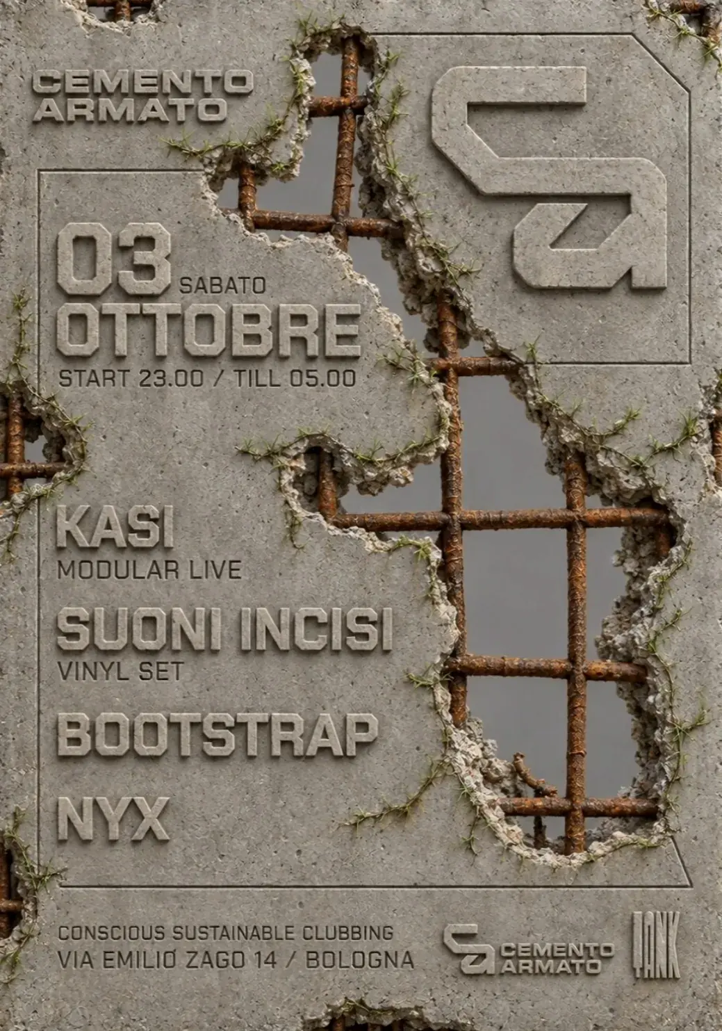 CEMENTO ARMATO with KASI [Modular Live] + Suoni Incisi, NYX, Bootstrap
