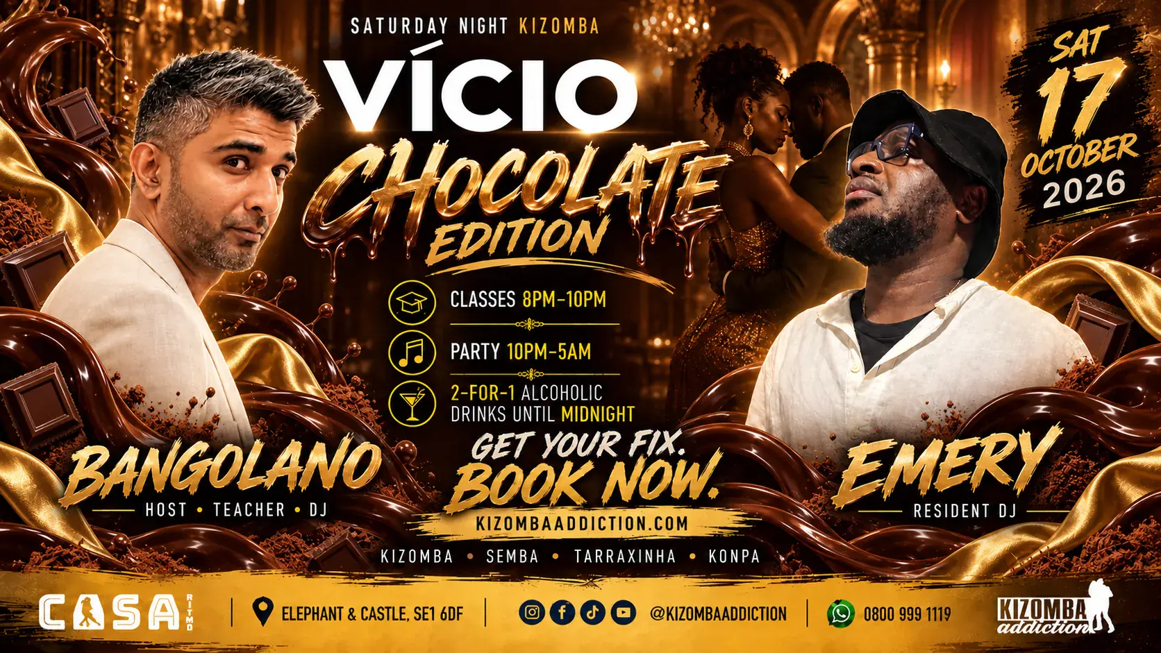 VÍCIO Chocolate Edition: Kizomba-Kurse und Party bis 5 Uhr