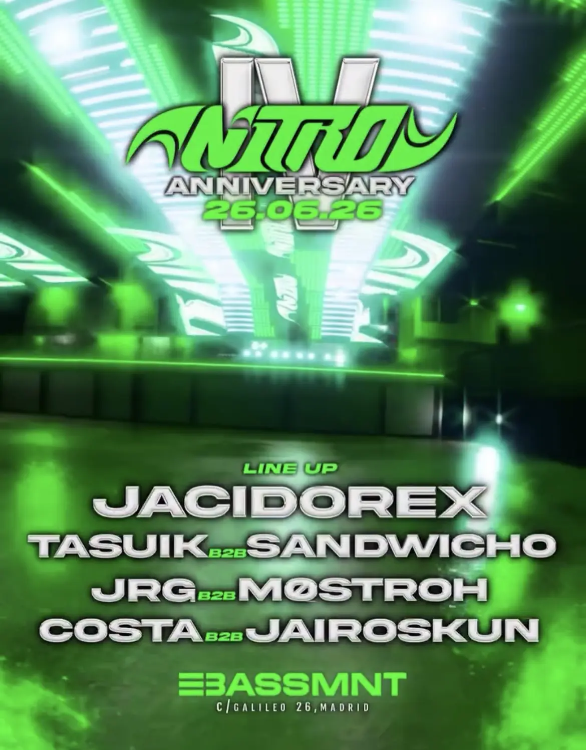 NITRO AT THE BASSEMENT / IV ANNIVERSARY: Jacidorex + Tasuik B2B Sandwicho + more DJs