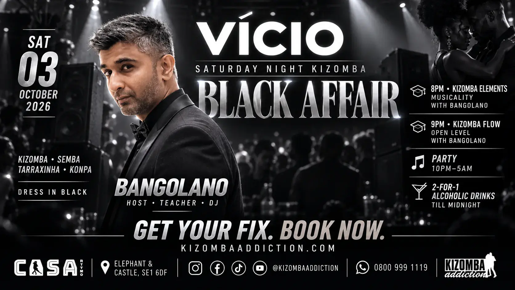 VÍCIO Black Affair Saturday Night Kizomba Classes & Party London