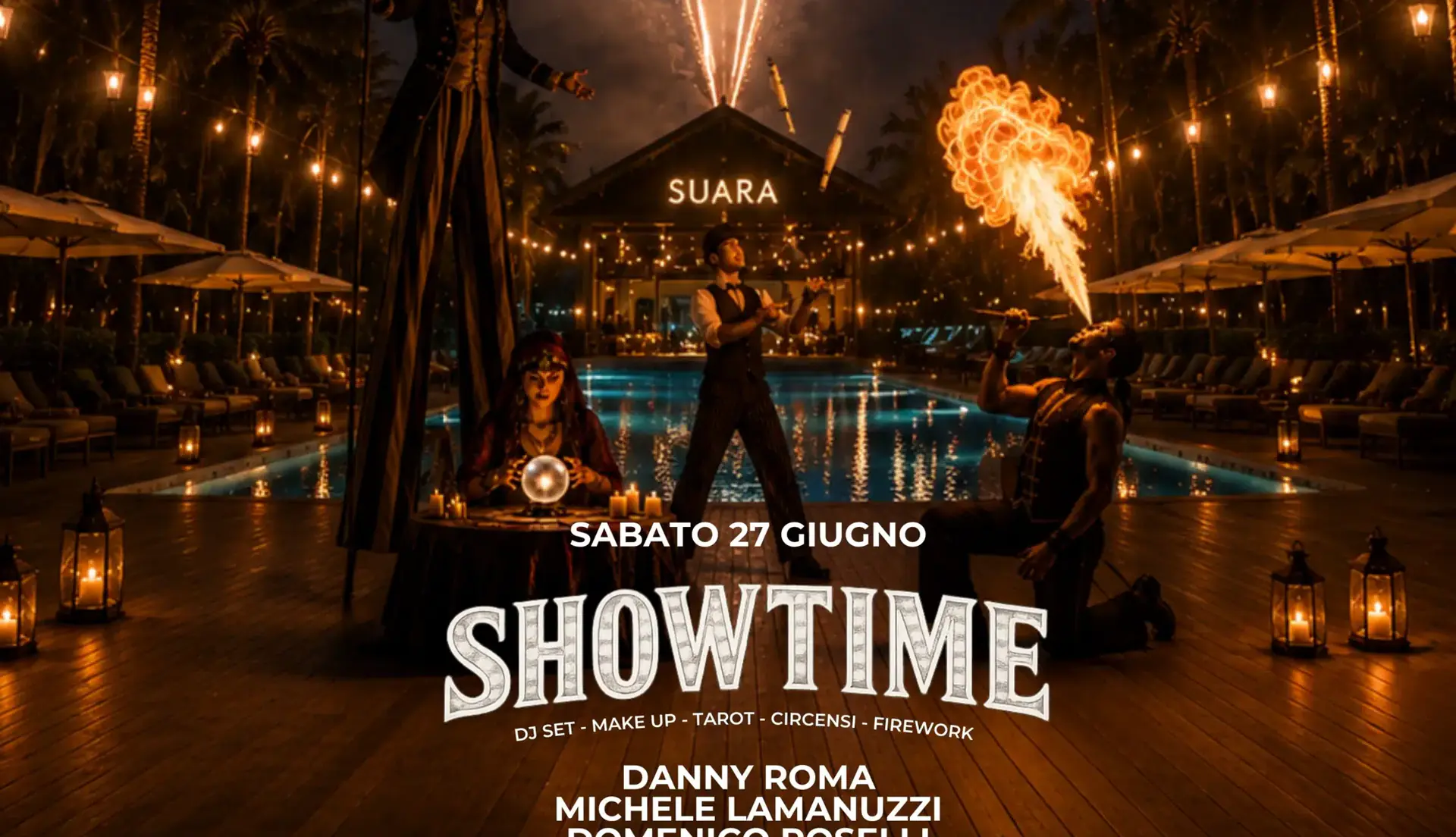 Sabato 27 Giugno SHOWTIME at SUARA BEACH CLUB