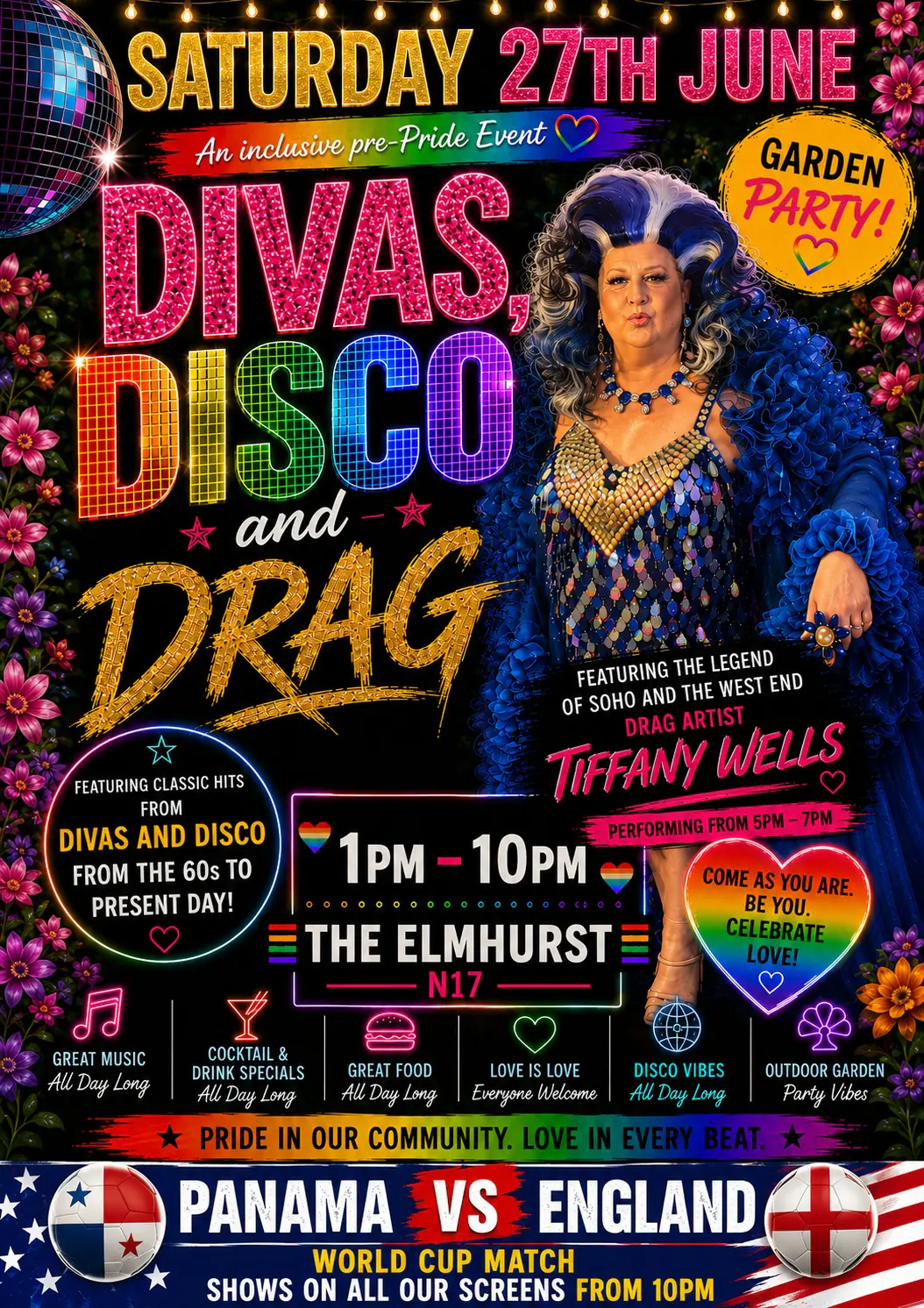 Divas, Disco & Drag / England v Panama