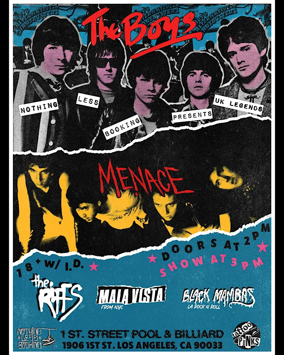 THE BOYS (UK) MENACE (UK) THE RIFFS at FIRST ST POOL & BILLIARDS