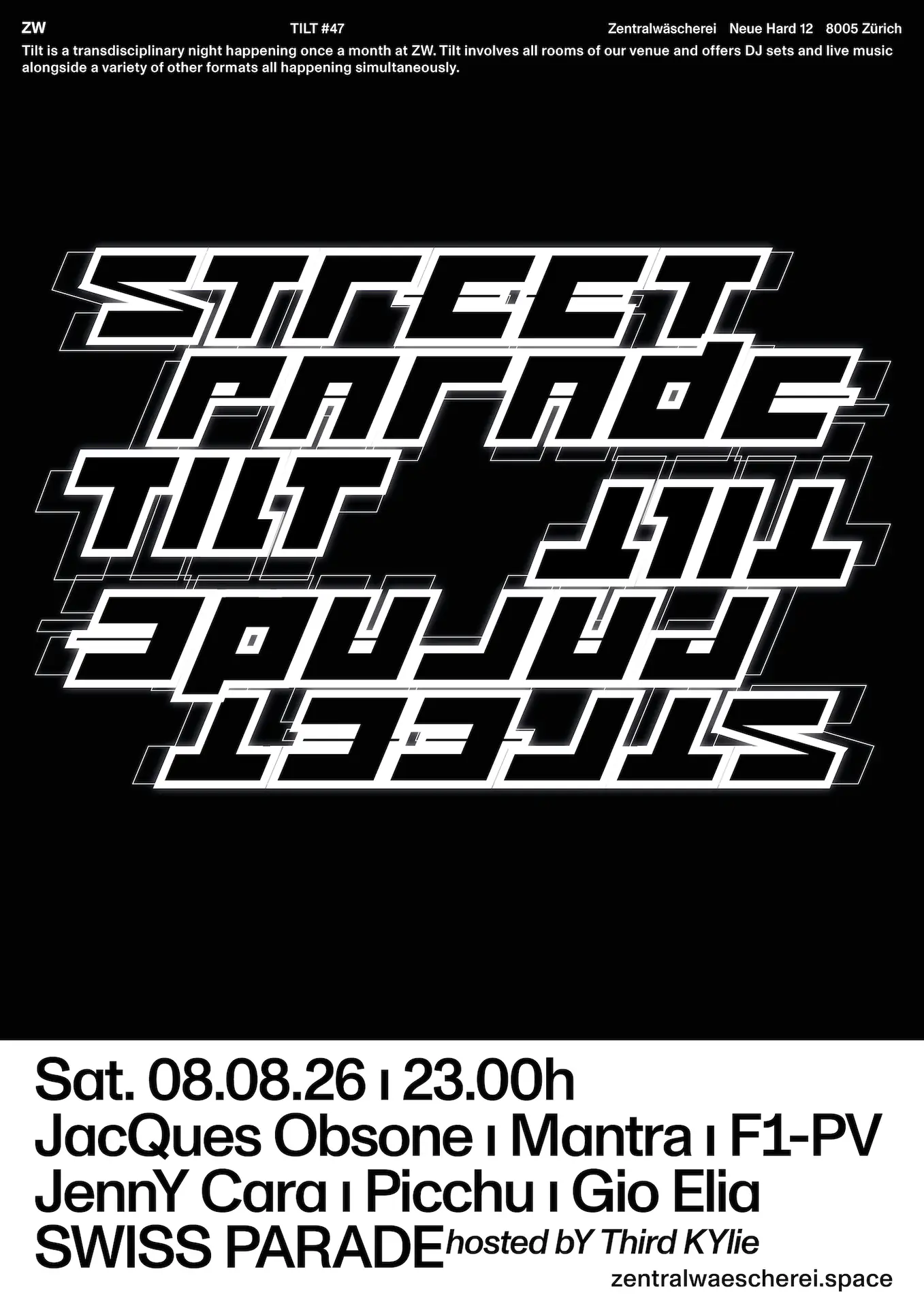 Tilt - Street Parade Afterparty / Mantra, Gio Elia, Jenny Cara, F1-PV
