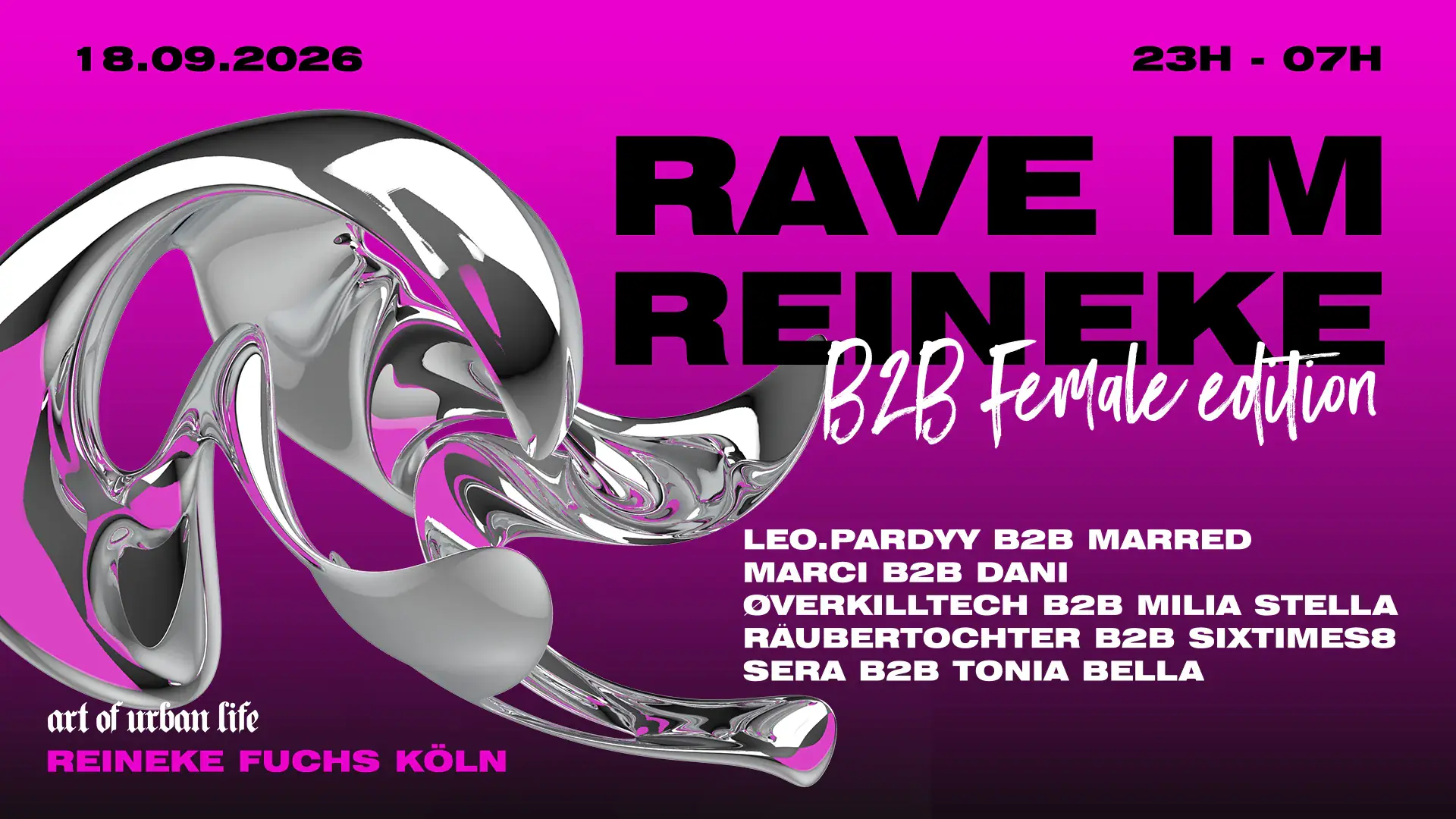 RAVE IM REINEKE B2B FEMALE EDITION X ART OF URBAN LIFE FR. 18.09.26 Reineke Fuchs